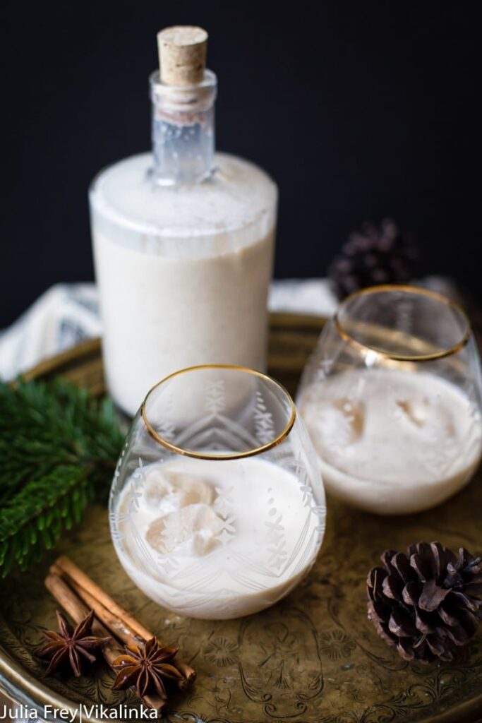 Eggnog Glasses and Recipe for Christmas