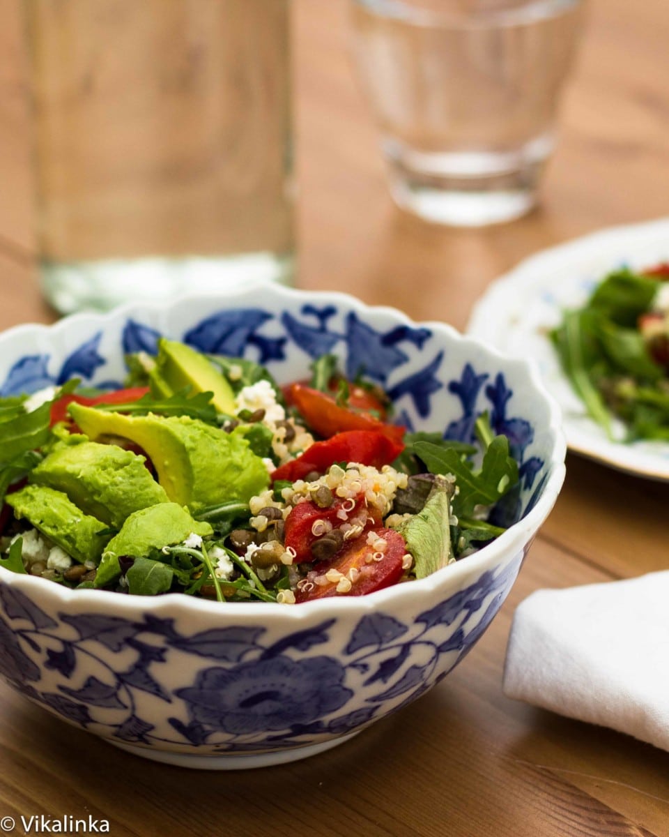 Quinoa and Puy Lentil Salad with Lime Cilantro Vinaigrette Vikalinka