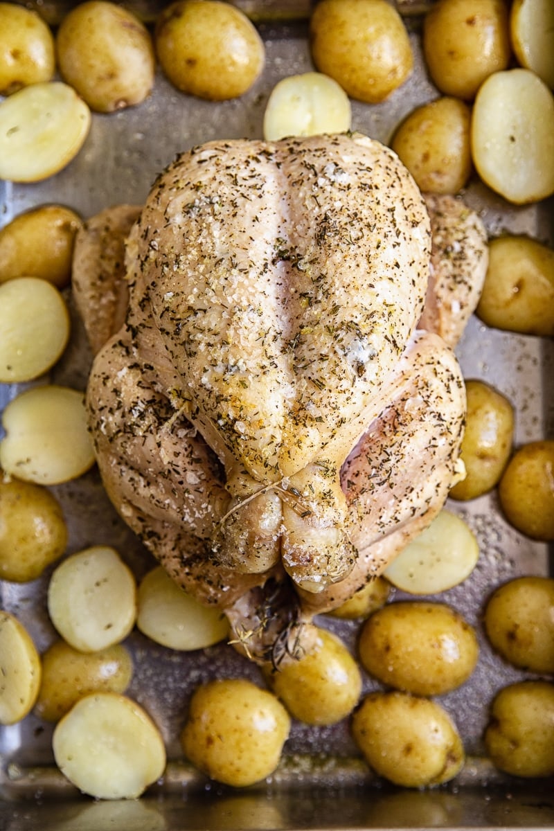 process shot of chicken with potatoes 