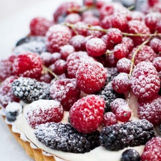 Close up of berries on top of tart
