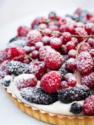 Close up of berries on top of tart