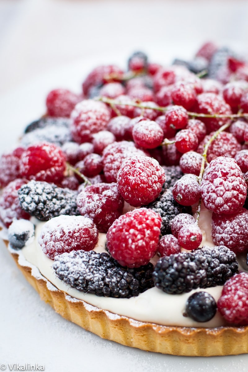 Close up of berries on top of the baking