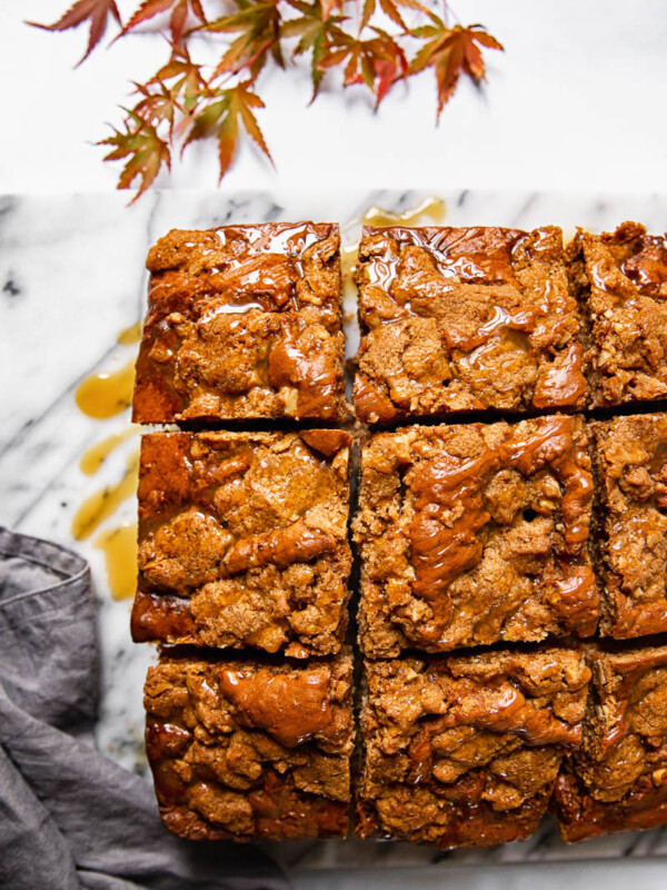 Top down view of apple cake slices