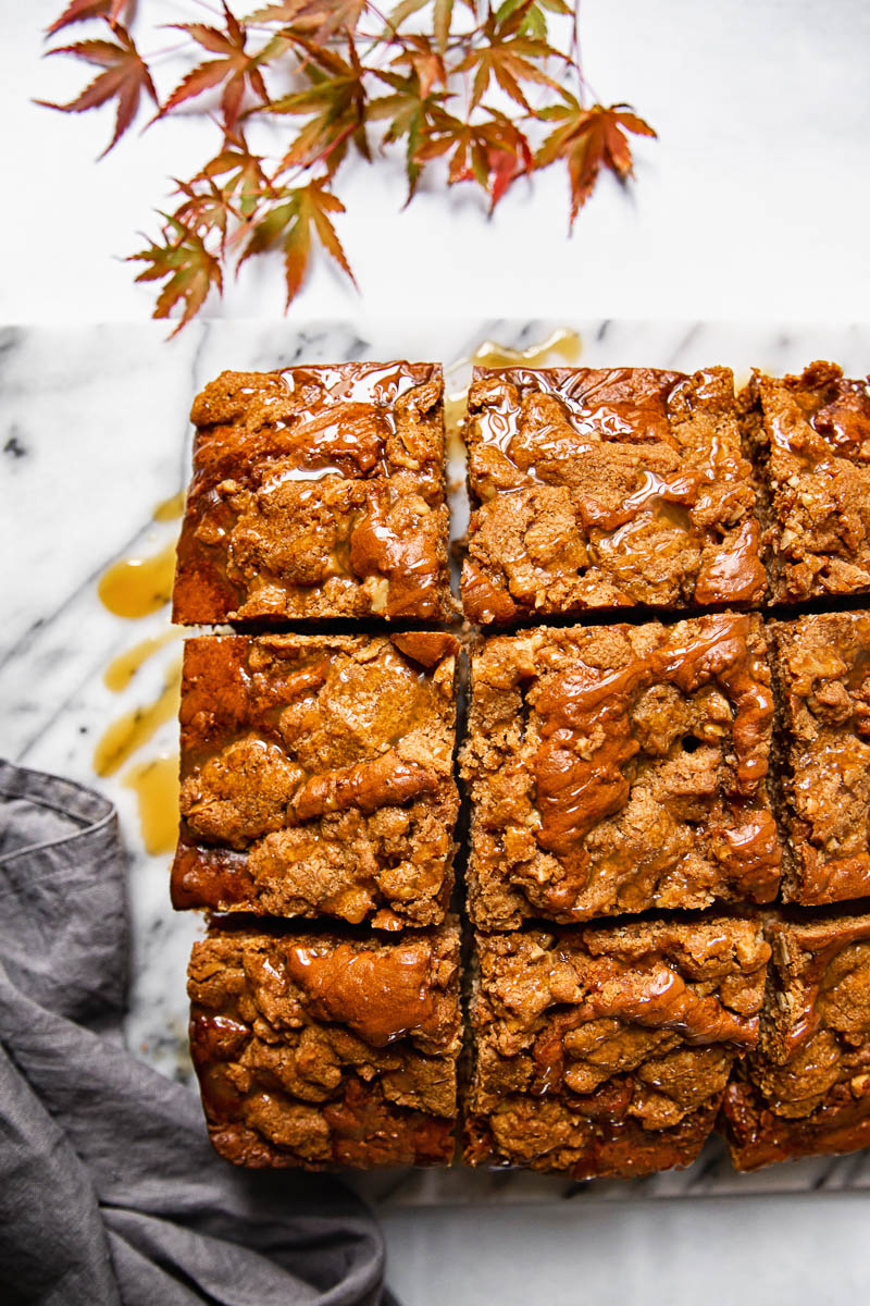 Top down view of apple cake slices