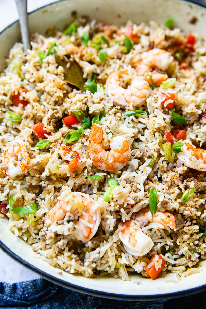 Cajun Dirty Rice with Shrimp - Vikalinka