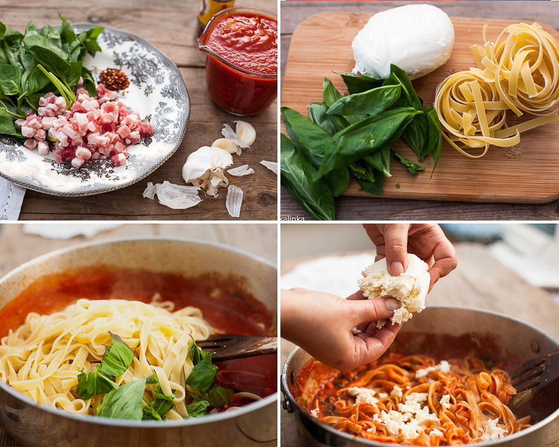 pancetta pasta process images