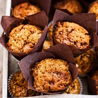 Close up of Toffee Honeycomb Pumpkin Muffins