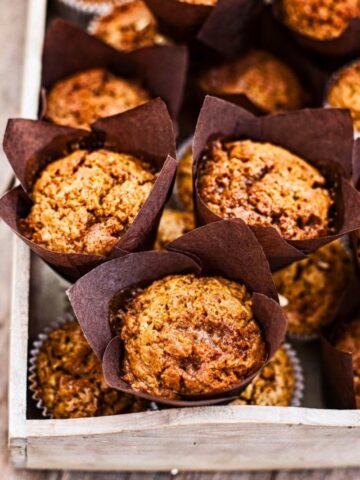 Close up of Toffee Honeycomb Pumpkin Muffins