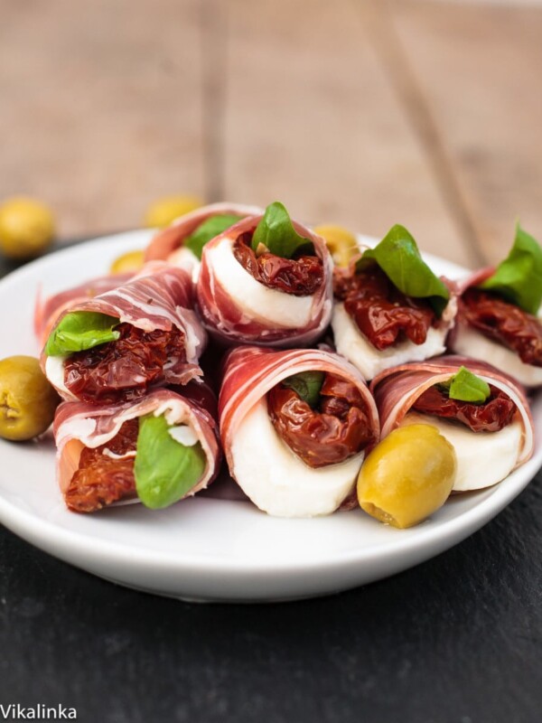 close up of Prosciutto Caprese Parcels
