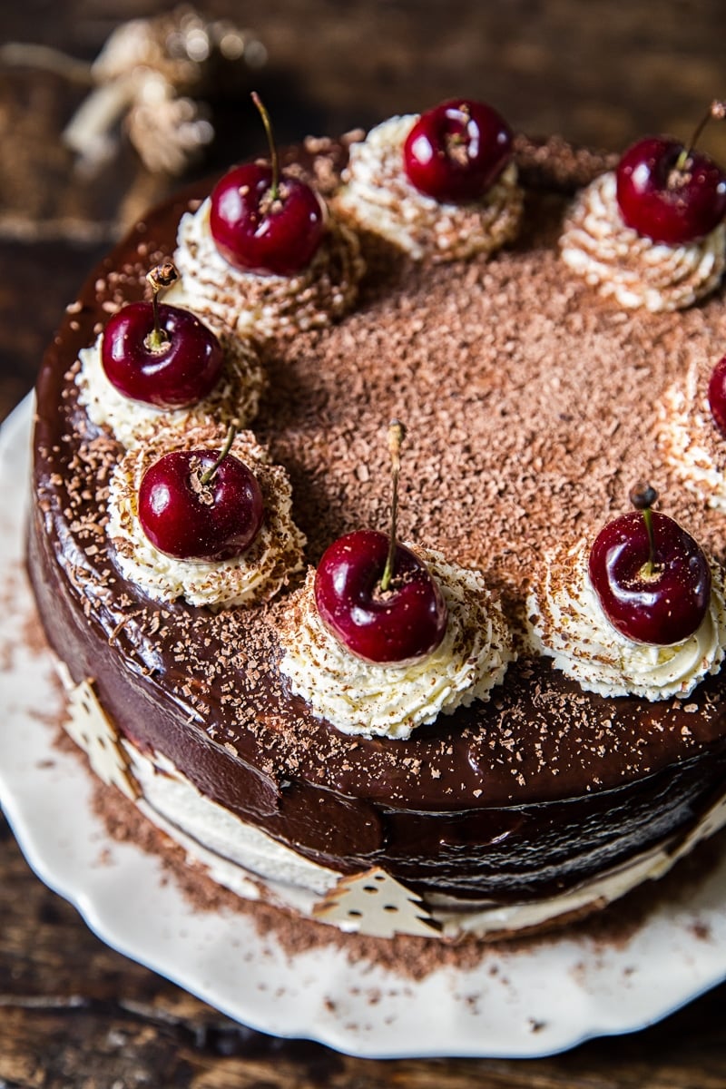 top down view of Black Forest Cake