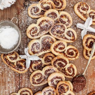top down of Nutella and Hazelnut Palmiers