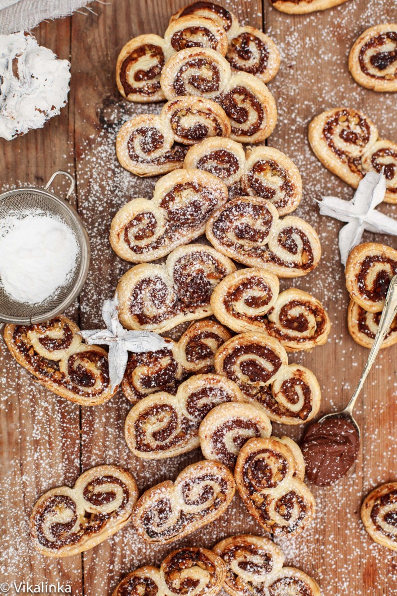 top down of Nutella and Hazelnut Palmiers