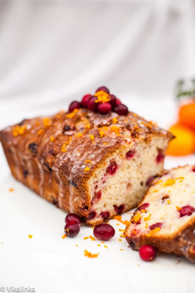 Cranberry Orange Loaf on white background