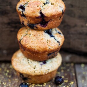 blueberry muffins stacked