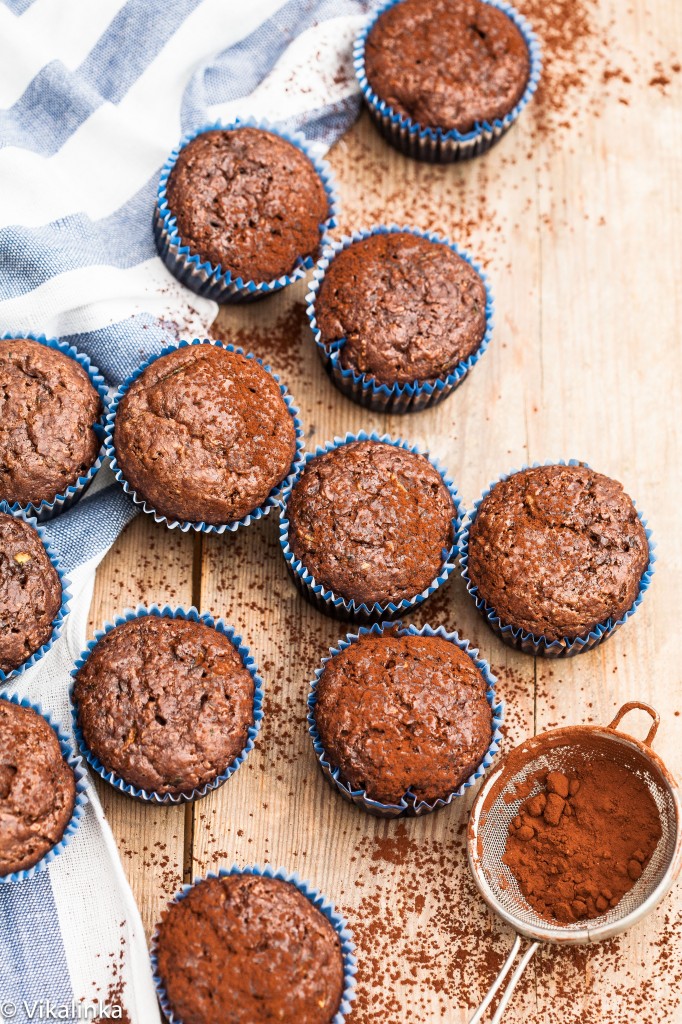 Skinny Chocolate Zucchini Muffins