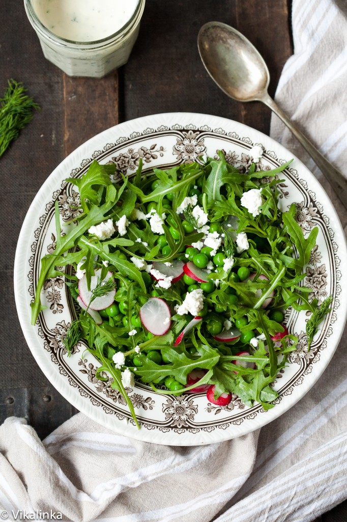 Spring Pea and Arugula with Creamy Dill Dressing