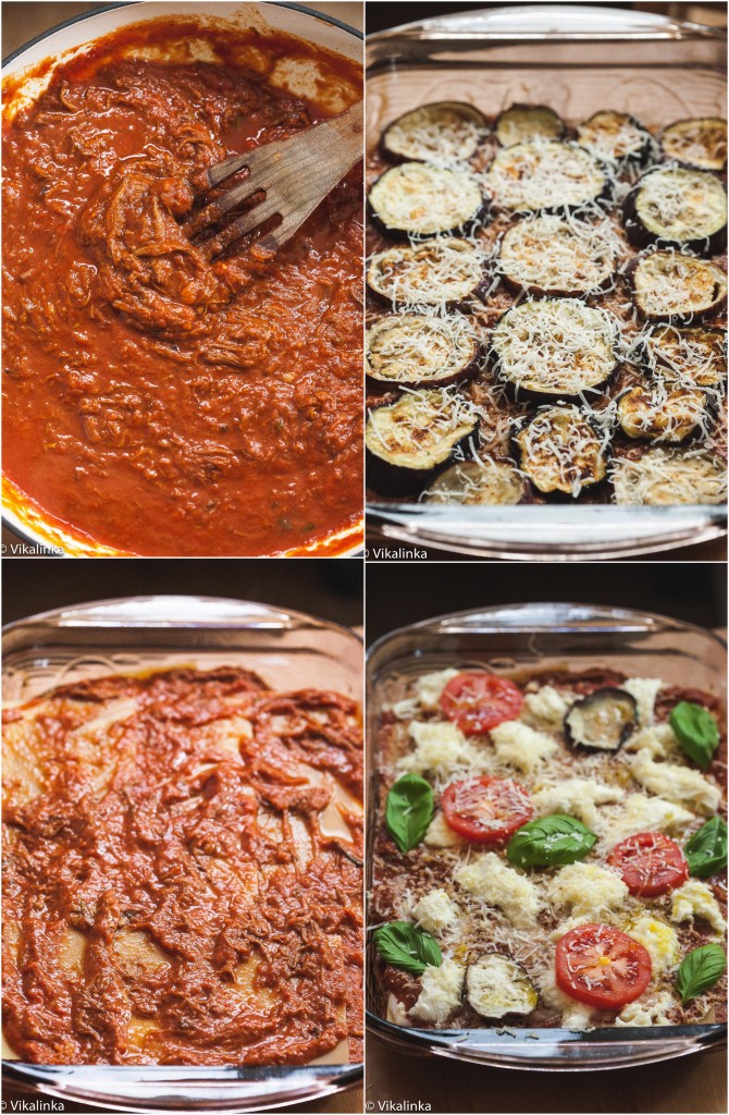 Four process shots showing how to layer the dish