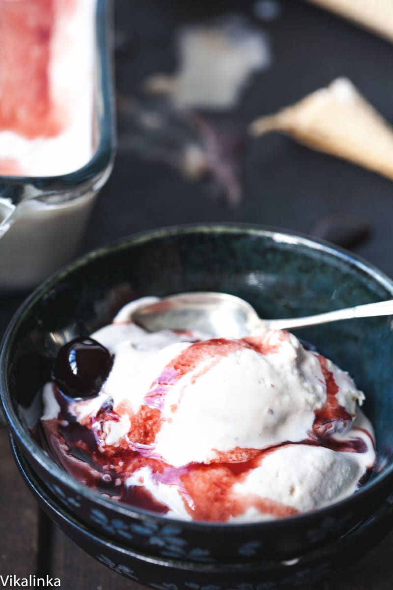 Bowl of gelato with spoon