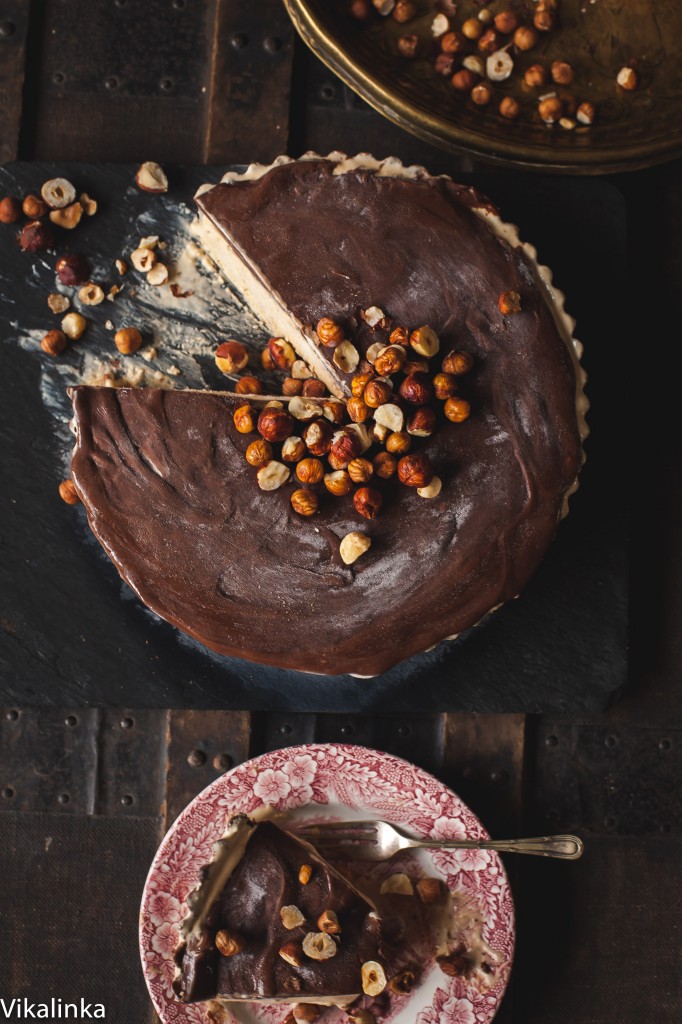 Top down of the Mississippi mud pie with slice removed