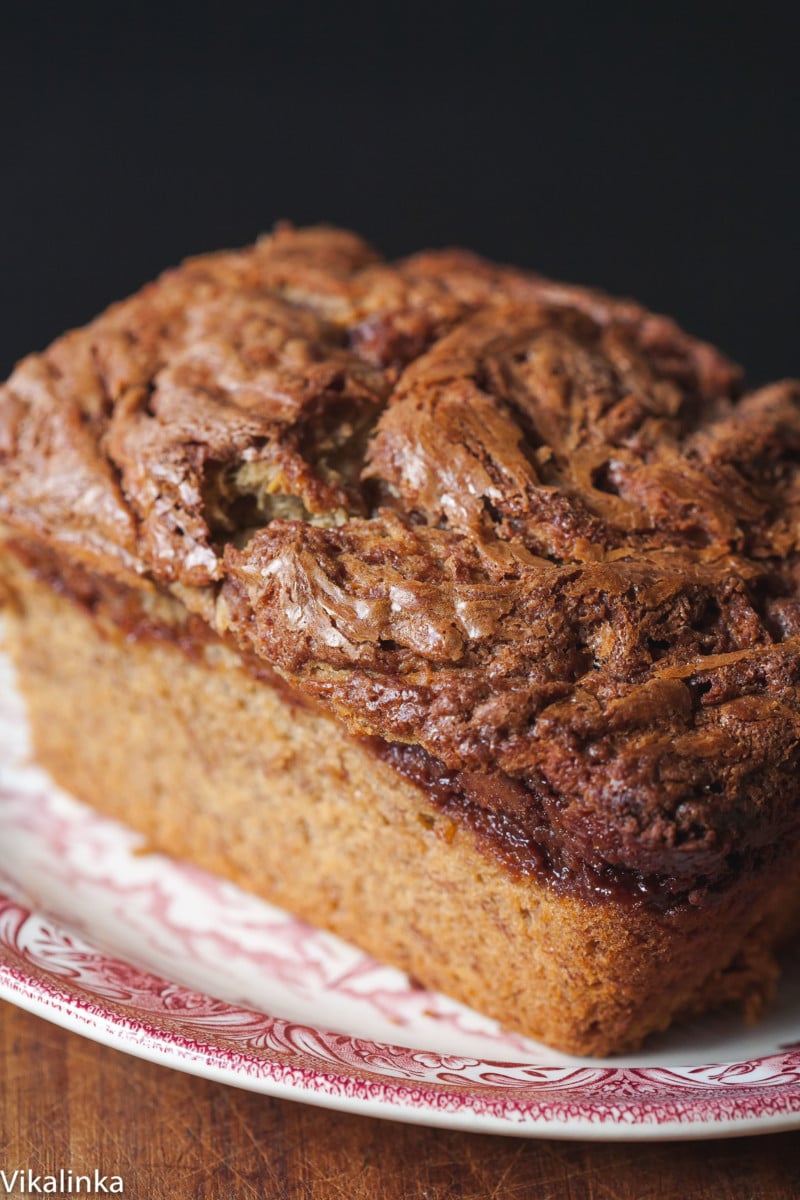 top down view of a banana loaf