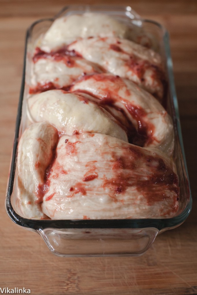 Rhubarb and Red Currant Jam swirled bread