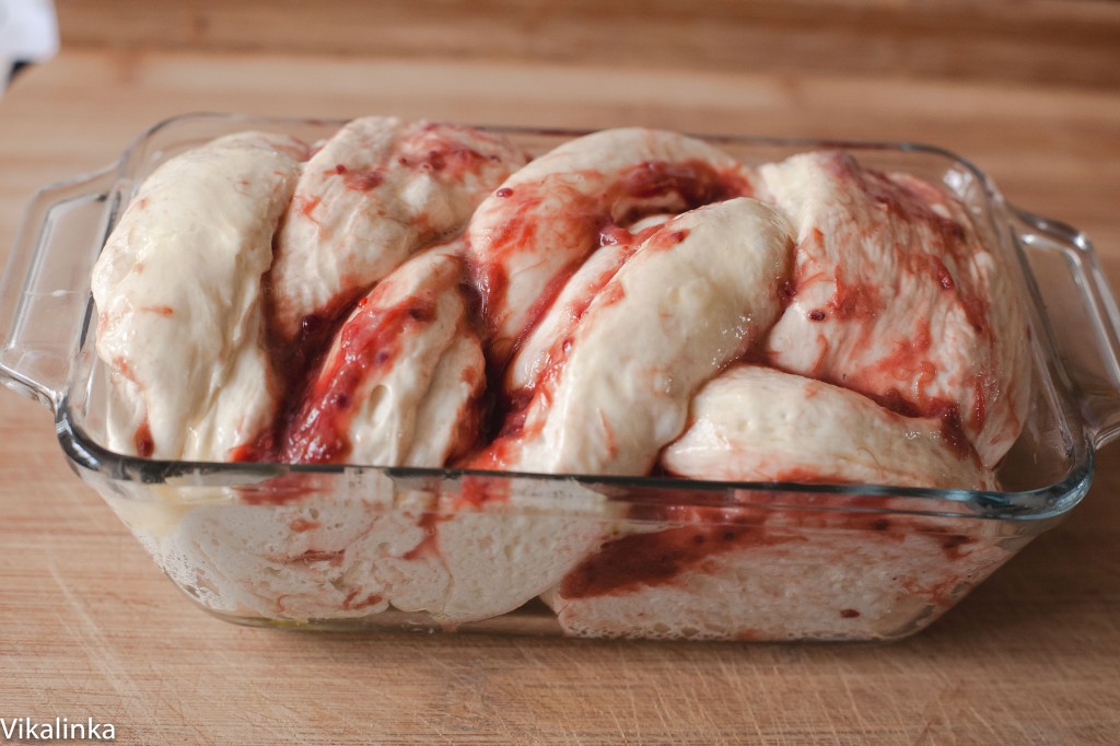 Rhubarb and Red Currant Jam swirled bread