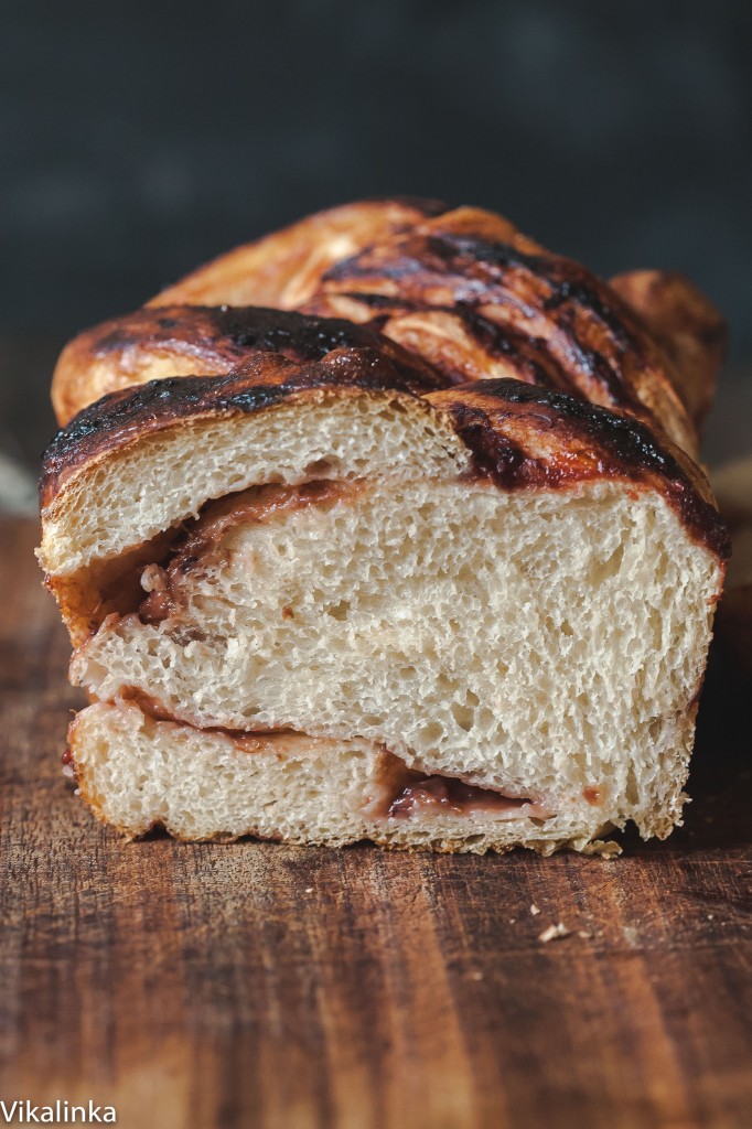 Rhubarb and Red Currant Jam swirled bread.