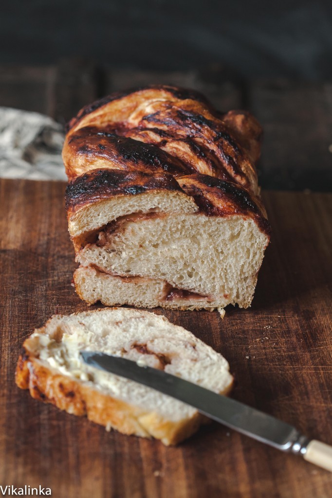 Rhubarb and Red Currant Jam swirled bread