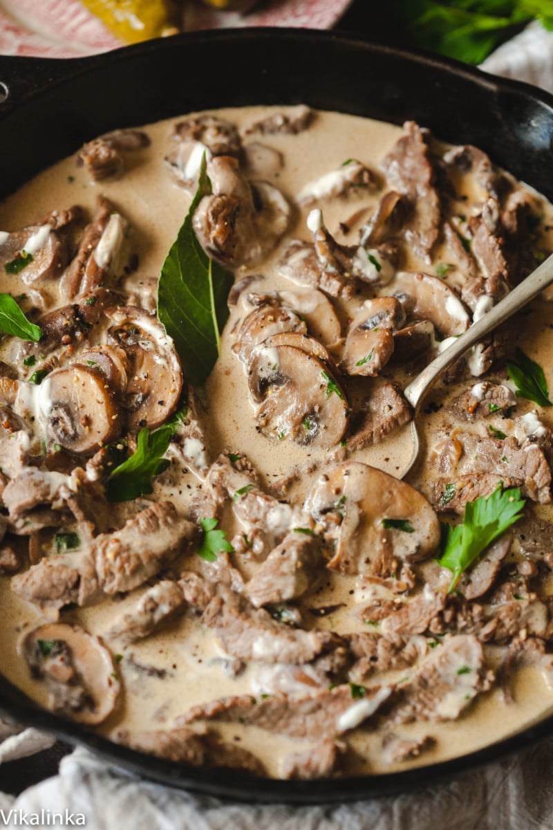 Beef Stroganoff with mushrooms