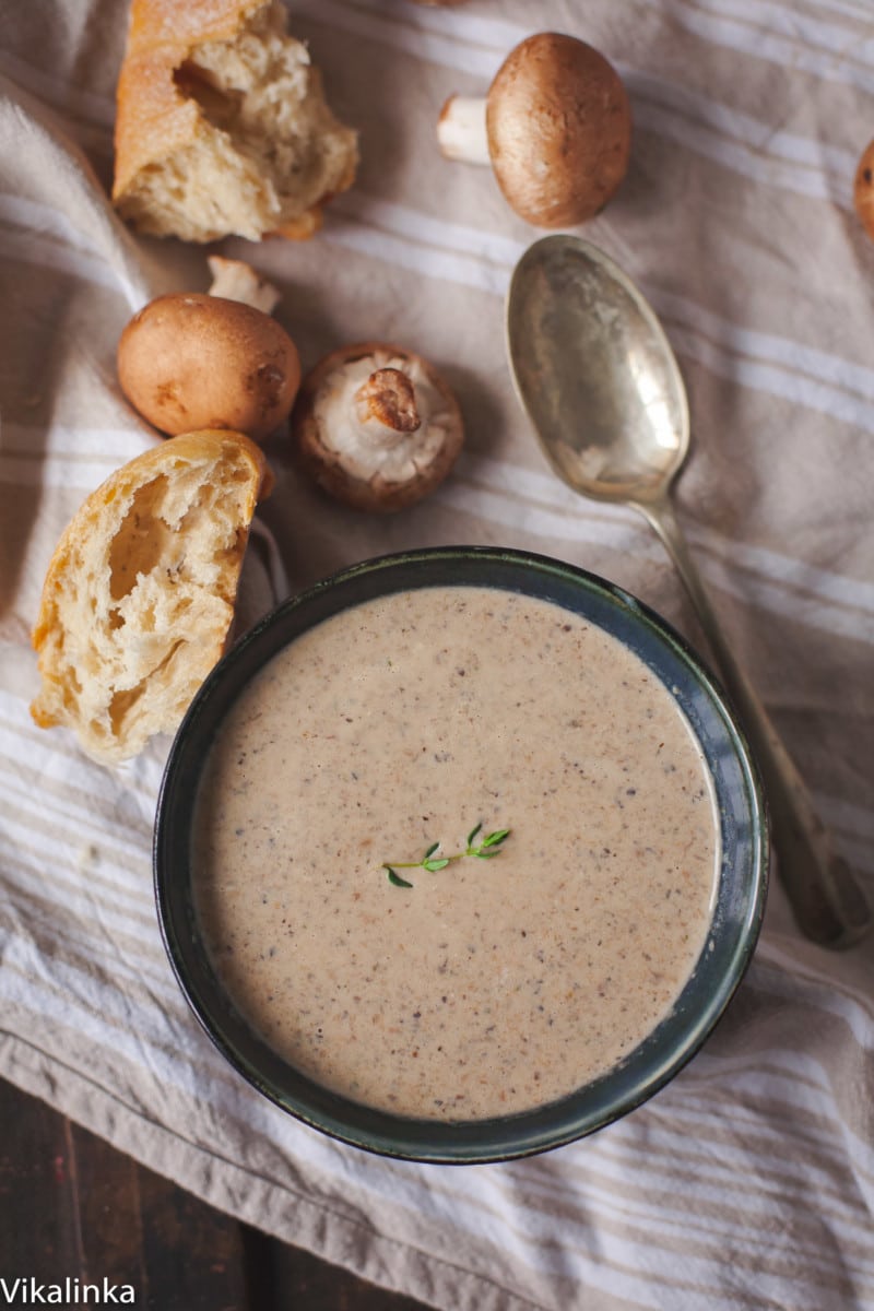 Cream of mushroom soup in bowl