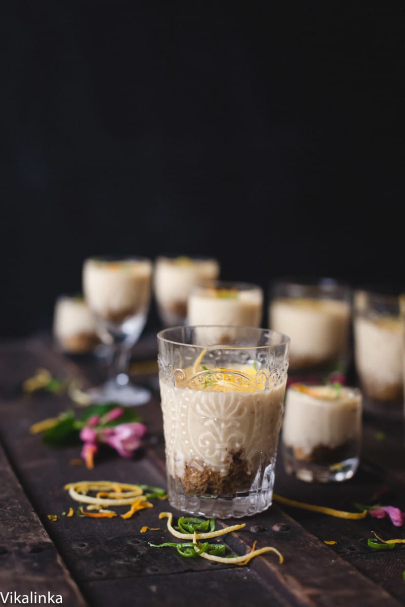 side view of lemon posset in glasses