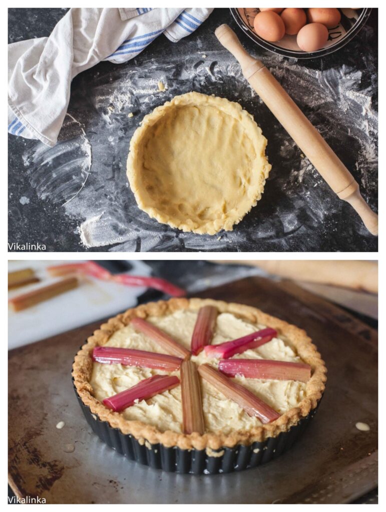 Rhubarb Bakewell Tart Process Images
