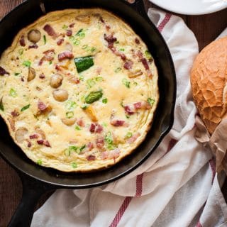 omelette in cast iron pan
