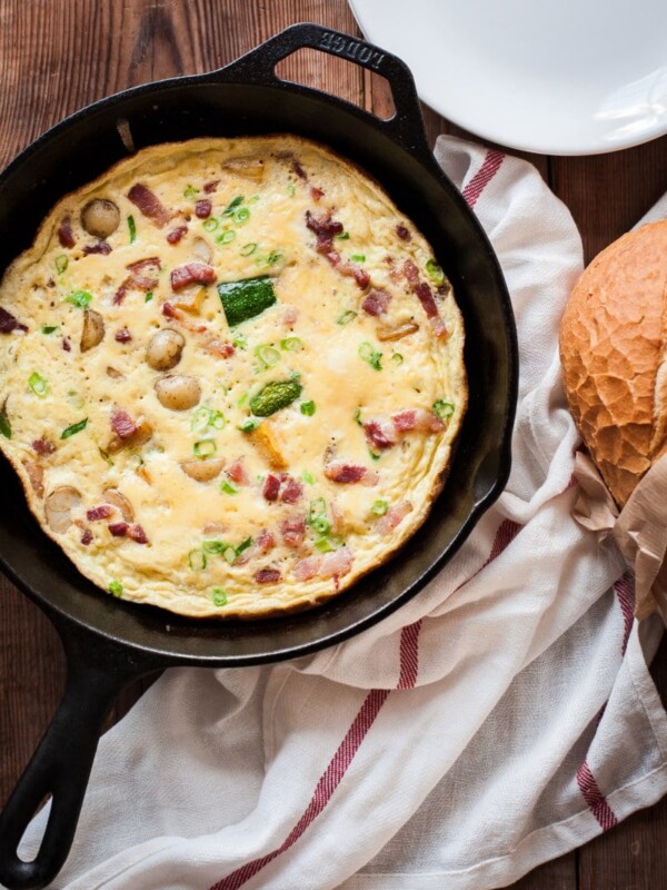 omelette in cast iron pan
