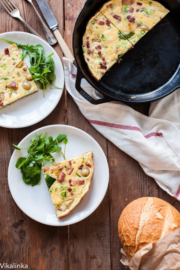 French Omelette with Bacon, Potatoes and Zucchini