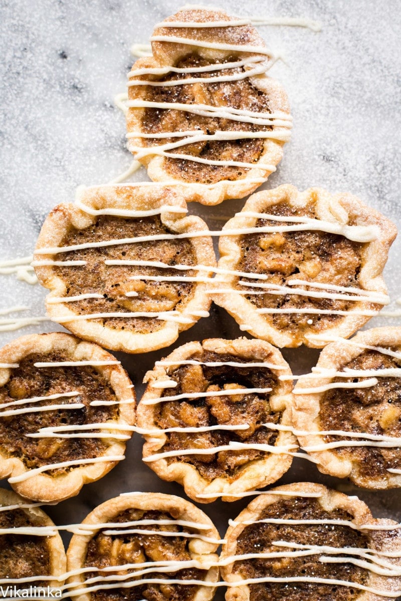 Maple Butter tarts drizzled with white chocolate