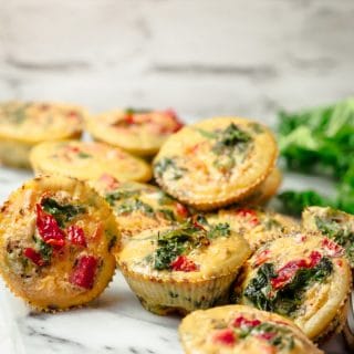 Pile of frittatas on a marble surface