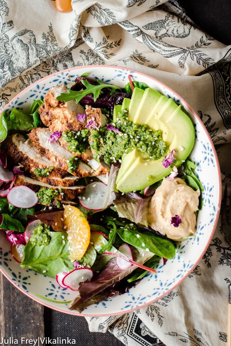 Top down shot of Middle Eastern Salad Bowl