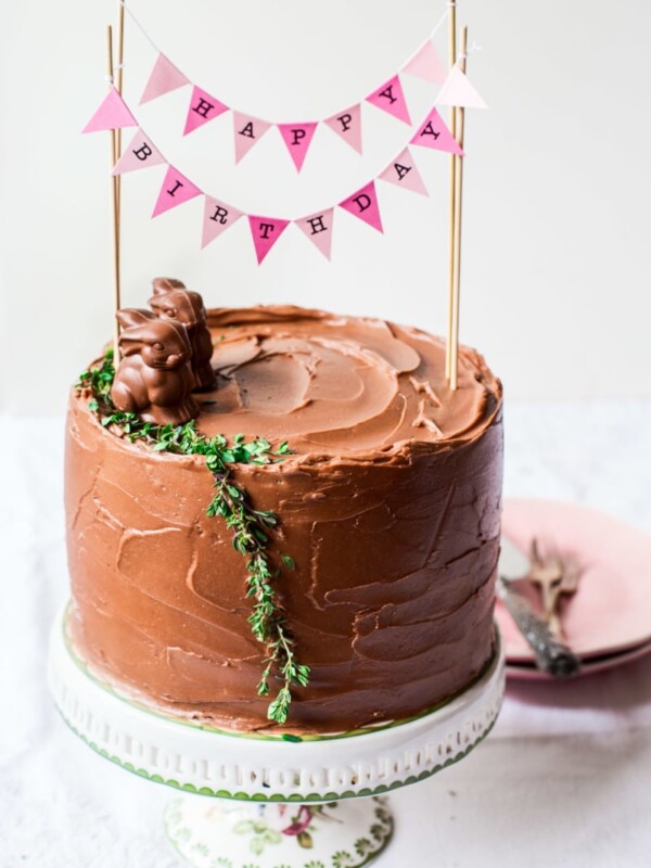 side shot of malted chocolate cake
