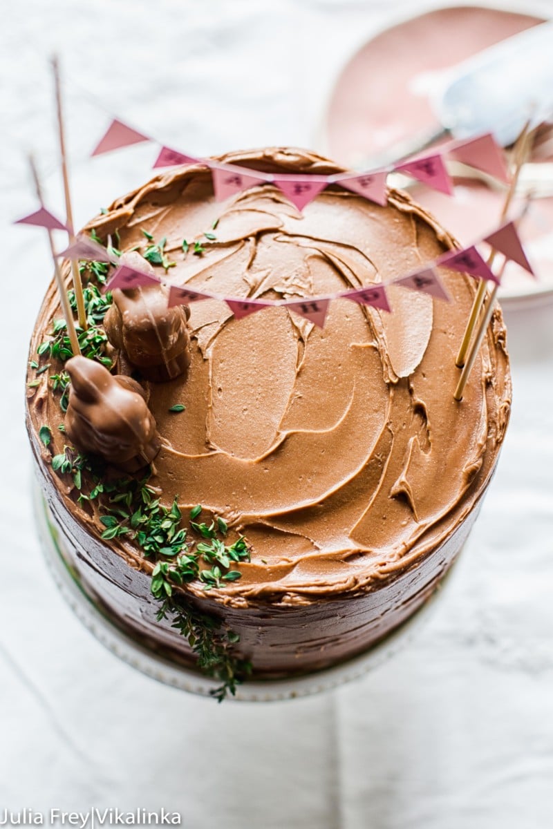 top down of malted chocolate cake