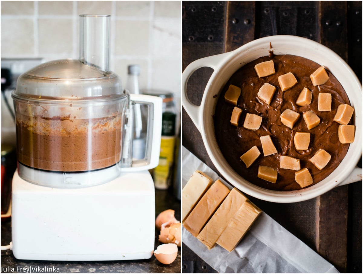 process shot showing fudge batter