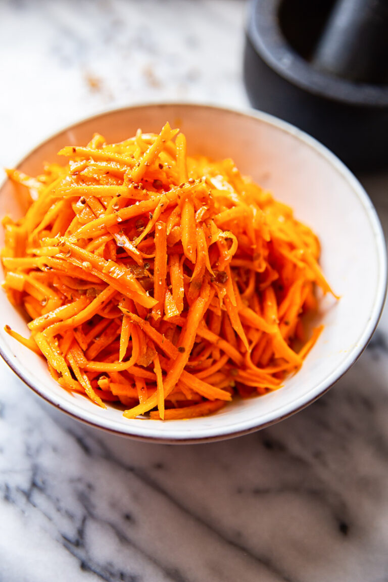 Spicy Korean Carrot Salad With Cracked Coriander Seeds