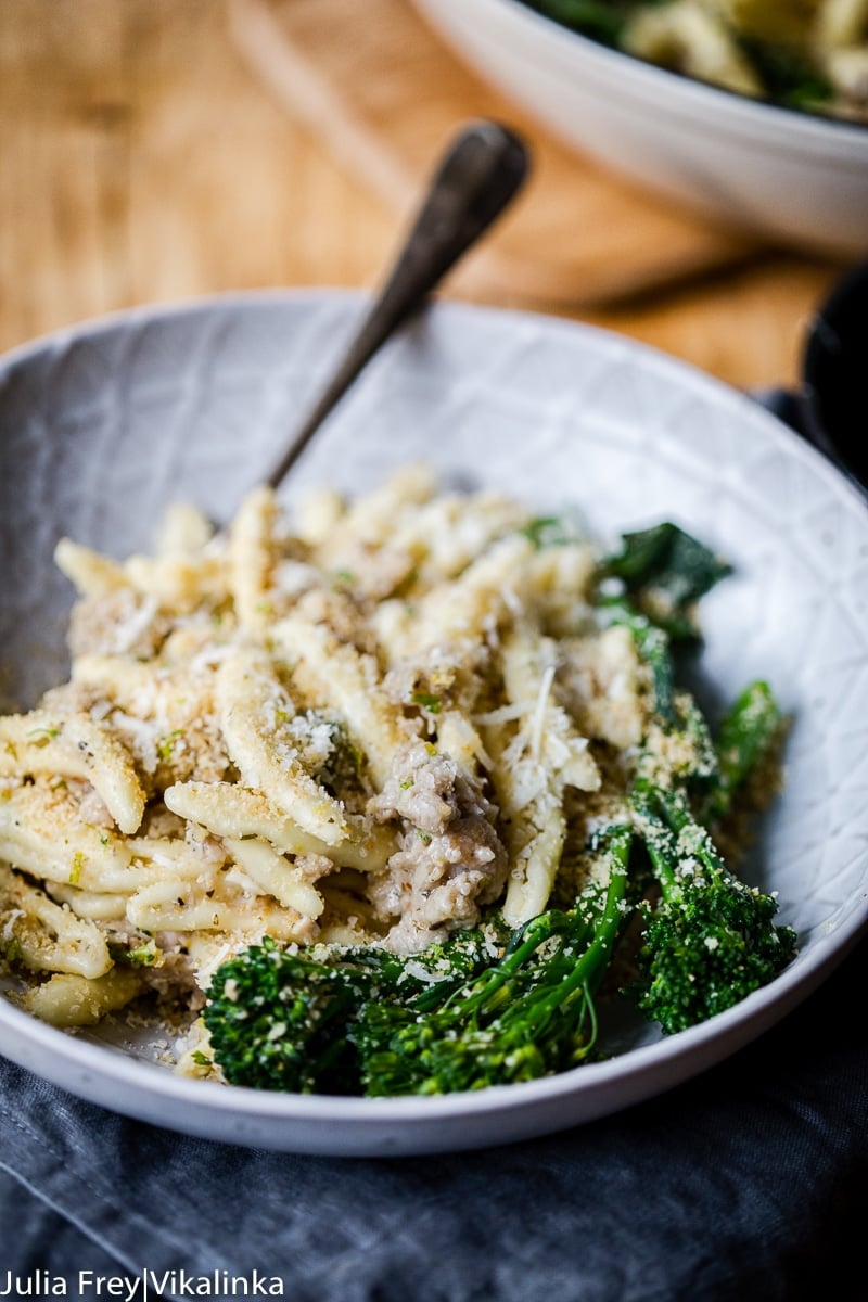 Sausage and Broccoli Pasta with Herb and Garlic Breadcrumbs