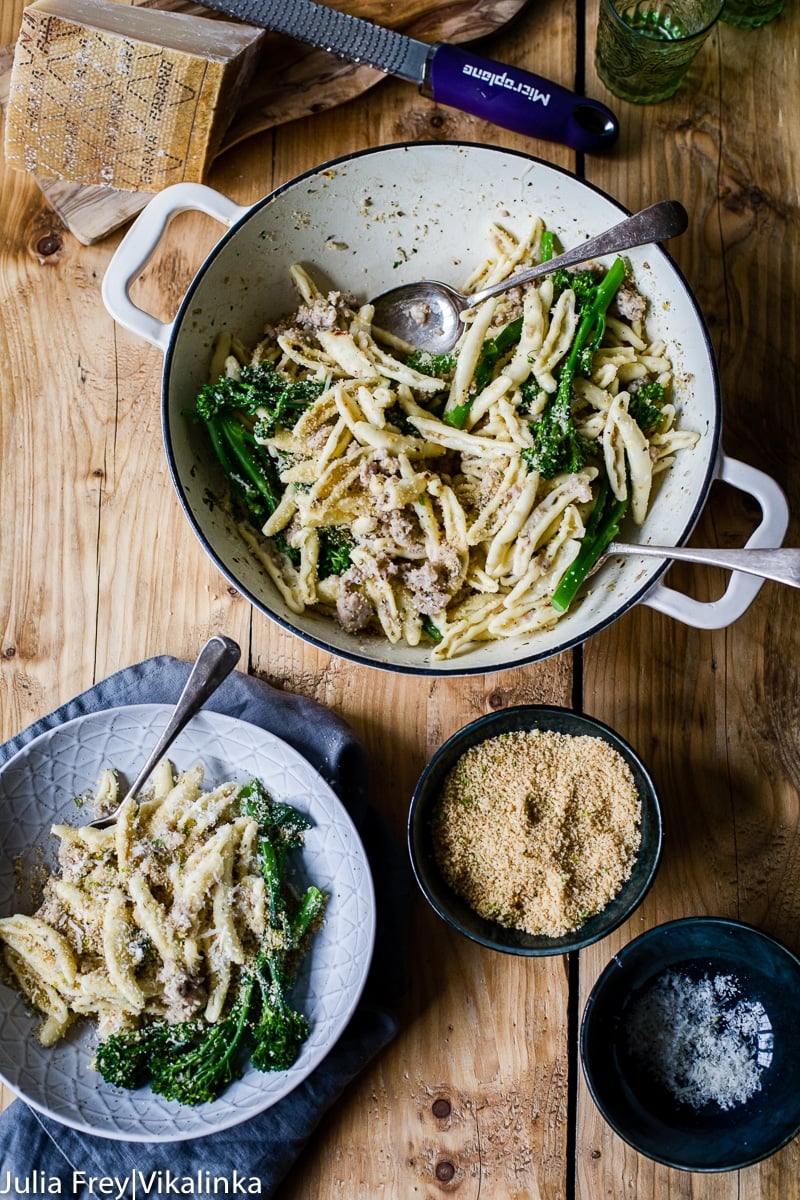 Sausage and Broccoli Pasta with Herb and Garlic Breadcrumbs