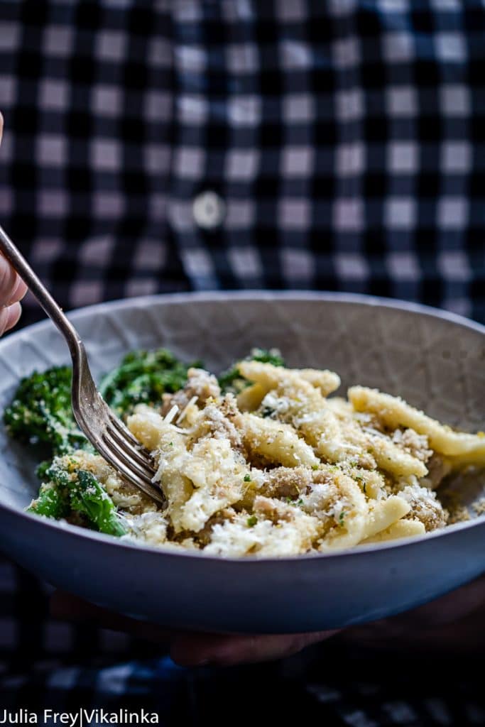 Sausage and Broccoli Pasta with Herb and Garlic Breadcrumbs