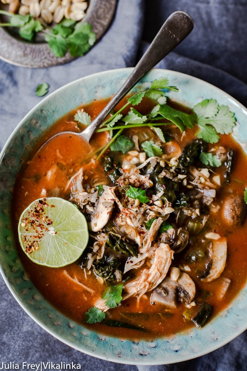 Slow Cooker Thai Chicken and Wild Rice Soup - Vikalinka