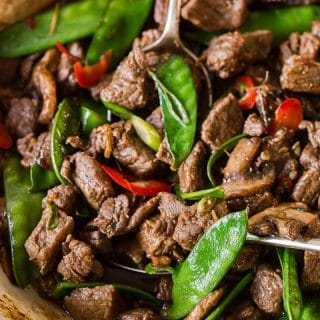 beef stir fry with snow peas and mushrooms