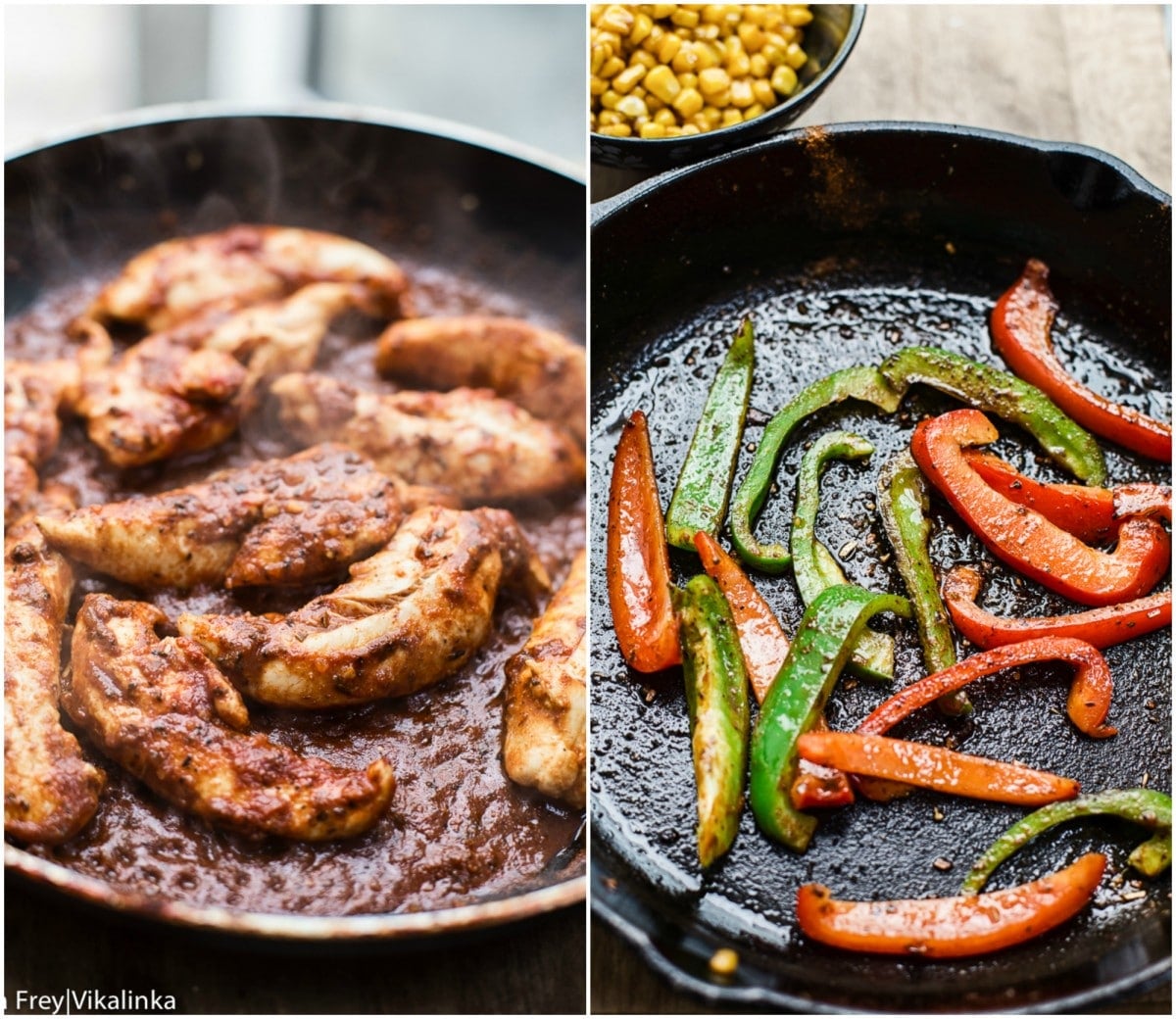 Process shots showing the cooking of ingredients