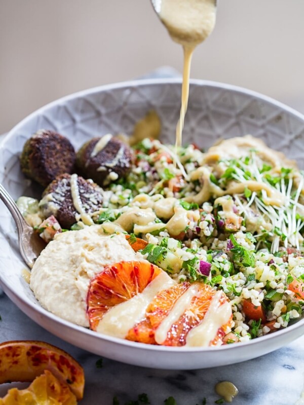 Falafel with Tabouleh, Hummus and Baba Ganoush