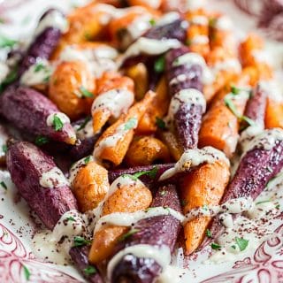 colourful plate with roasted carrots